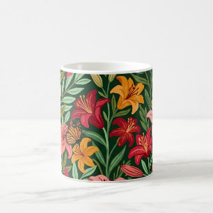 Abstract Boho Lilies Butterflies Coffee Mug