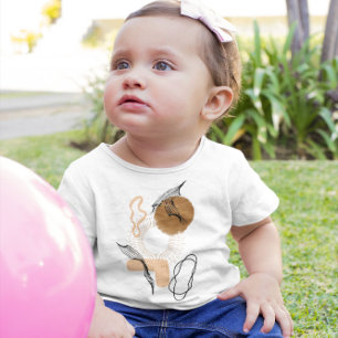 Abstract Boho Line Art Illustration, bohemian boho Baby T-Shirt