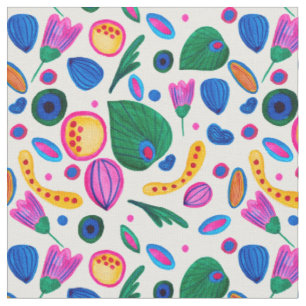 Abstract Boho Maximalist Botanical Garden Fabric