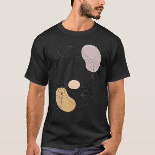 Abstract Boho Minimalist Feminine Face Line Drawin T-Shirt