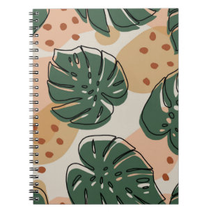 Abstract boho monstera pattern. Modern seamless pa Notebook
