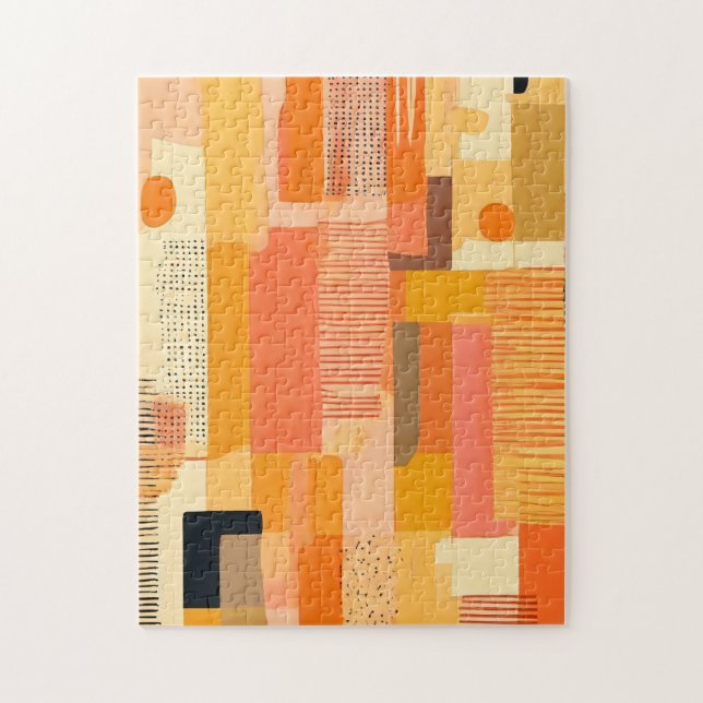 abstract boho orange shapes jigsaw puzzle (Vertical)