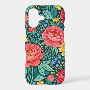 Abstract Boho Peonies & Butterflies iPhone Cases