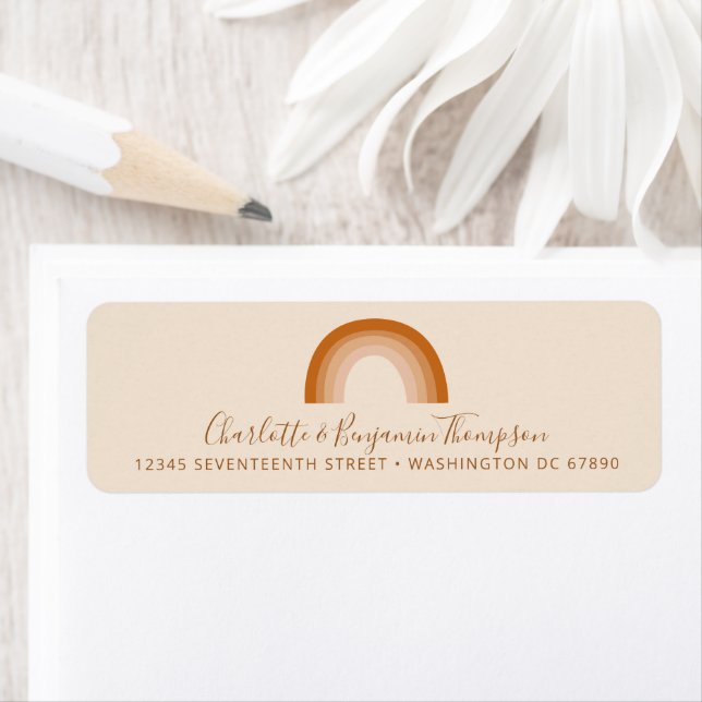 Abstract Boho Rainbow Terracotta Return Address Label (Insitu)