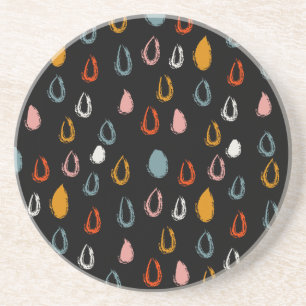 Abstract boho raindrops, tribal doodle. coaster