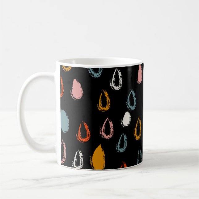 Abstract boho raindrops, tribal doodle. coffee mug (Left)