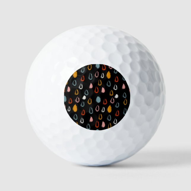Abstract boho raindrops, tribal doodle. golf balls (Front)