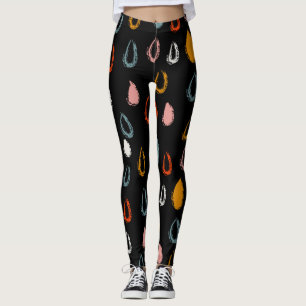 Abstract boho raindrops, tribal doodle. leggings