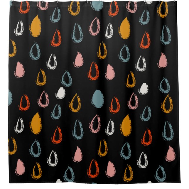 Abstract boho raindrops, tribal doodle. shower curtain (Front)