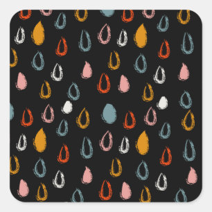 Abstract boho raindrops, tribal doodle. square sticker