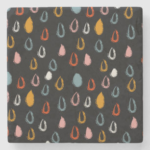 Abstract boho raindrops, tribal doodle. stone coaster