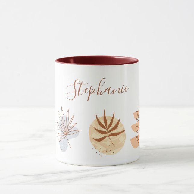 Abstract Boho Shape Flower Botanical Name Mug (Center)