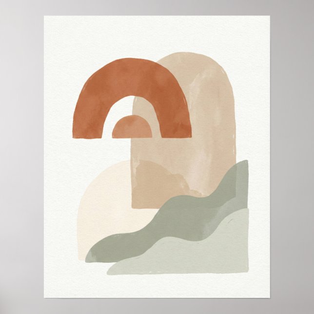 Abstract Boho Sun & Arch Minimalist Geometric Poster (Front)