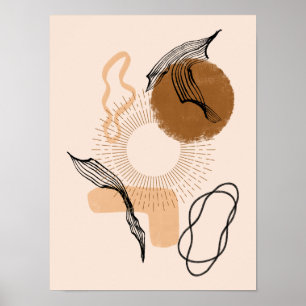 Abstract Boho Women Illustration , Earthy Tones  Poster