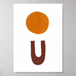 Abstract Boho Yellow And Red Shapes Poster