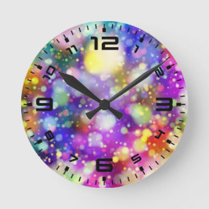 Abstract Bokeh Design Round Clock
