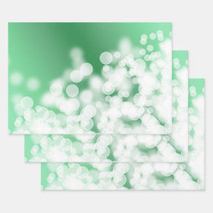 Abstract Bokeh Green Glowing  Pattern Wrapping Paper Sheet