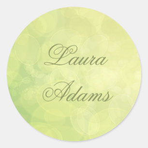 Abstract bokeh green lime texture. Name. Classic Round Sticker