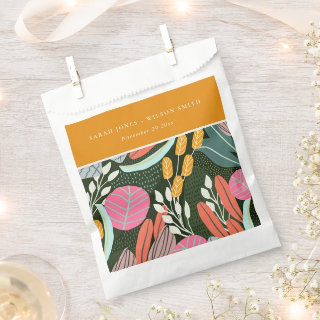 Abstract Bold Colourful Tropical Botanical Wedding Favour Bag (Clipped)
