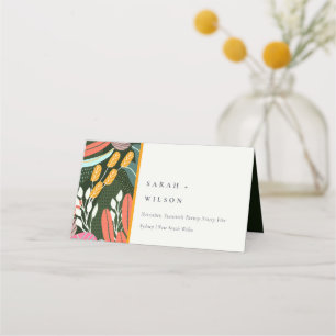 Abstract Bold Colourful Tropical Botanical Wedding Place Card