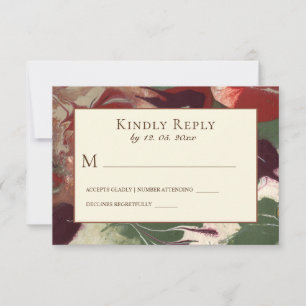 Abstract Bold Colours Red Green Purple Gold Weddin RSVP Card
