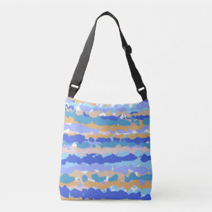 Abstract Bold Graphic Blue Teal Orange Caramel Crossbody Bag