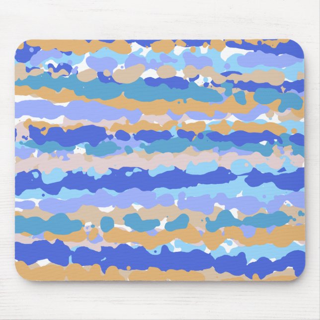 Abstract Bold Graphic Blue Teal Orange Caramel Mouse Pad (Front)