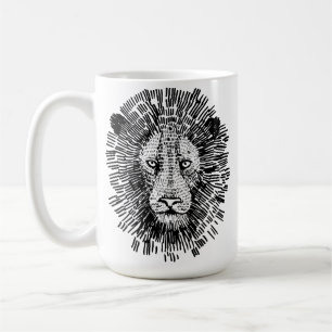 Abstract Bold Lion Face Illustration Coffee Mug