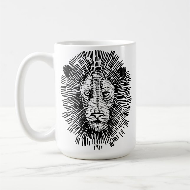 Abstract Bold Lion Face Illustration Coffee Mug (Left)