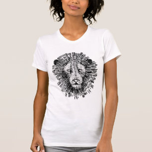 Abstract Bold Lion Face Illustration T-Shirt