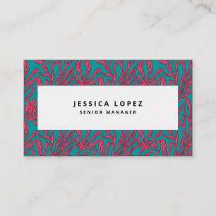 Abstract Bold Pink and Teal Coral Pattern Business Card