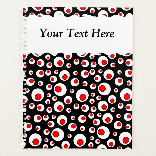Abstract Bold Red White Circles on Black Planner (Front)