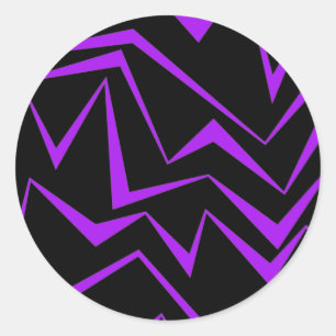 Abstract, bold, vibrant geometric zigzag pattern classic round sticker