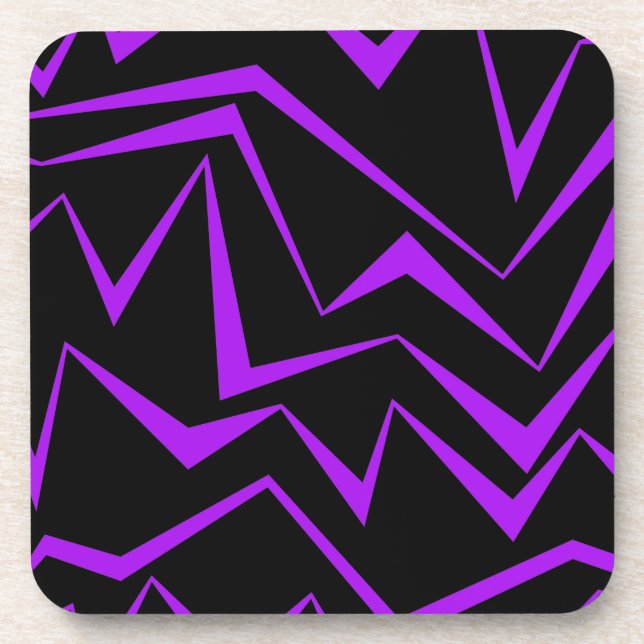 Abstract, bold, vibrant geometric zigzag pattern coaster (Front)