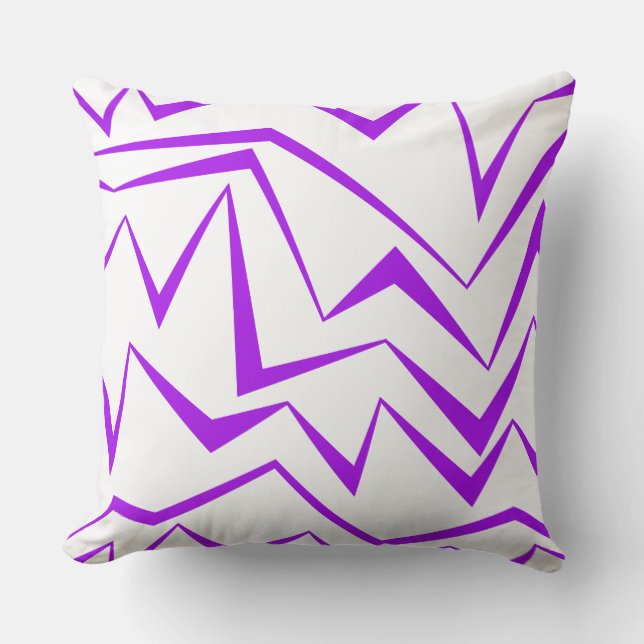 Abstract, bold, vibrant geometric zigzag pattern cushion (Front)