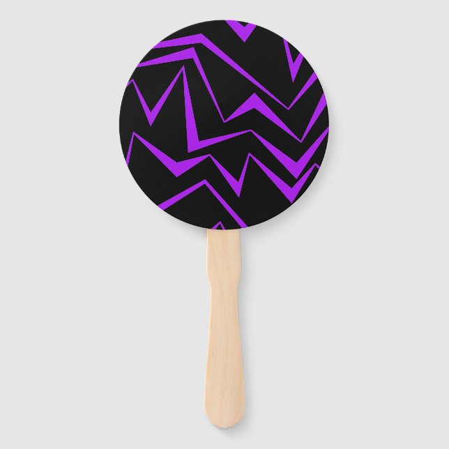 Abstract, bold, vibrant geometric zigzag pattern hand fan (Front)