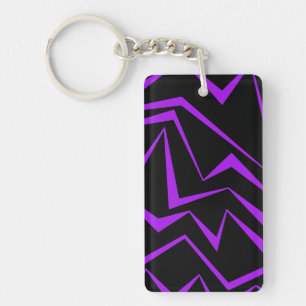 Abstract, bold, vibrant geometric zigzag pattern key ring