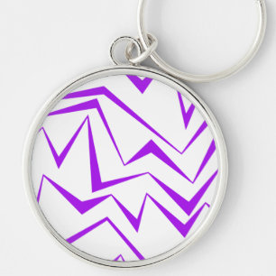 Abstract, bold, vibrant geometric zigzag pattern key ring