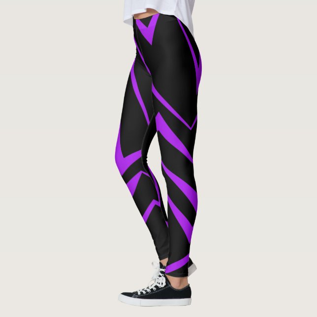 Abstract, bold, vibrant geometric zigzag pattern leggings (Left)