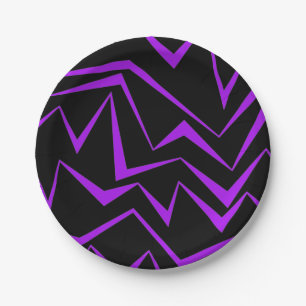 Abstract, bold, vibrant geometric zigzag pattern paper plate