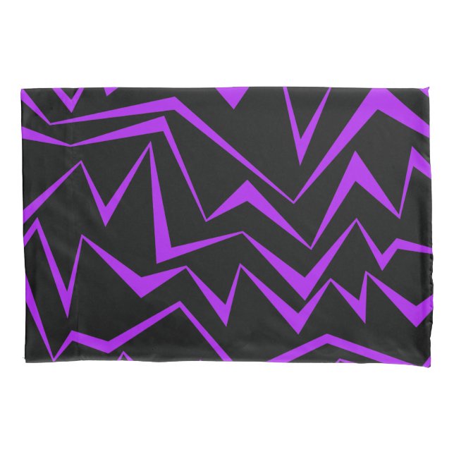 Abstract, bold, vibrant geometric zigzag pattern pillowcase (Front)