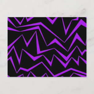 Abstract, bold, vibrant geometric zigzag pattern postcard