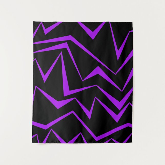Abstract, bold, vibrant geometric zigzag pattern tapestry (Front)