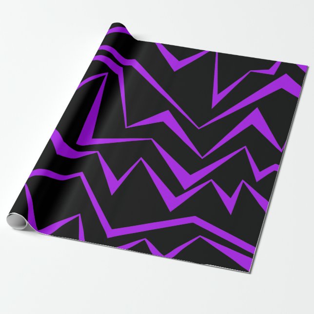 Abstract, bold, vibrant geometric zigzag pattern wrapping paper (Unrolled)