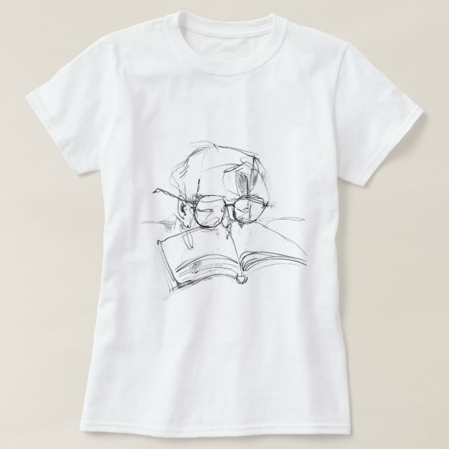 Abstract Book Lover Portrait T-Shirt (Design Front)