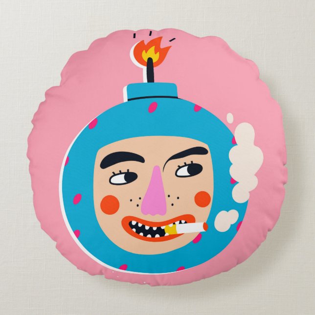 Abstract boom face round cushion (Front)