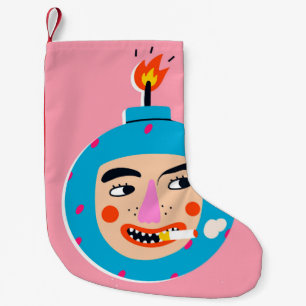 Abstract boom face small christmas stocking