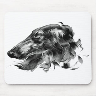 Abstract Borzoi BlkWht Mouse Pad