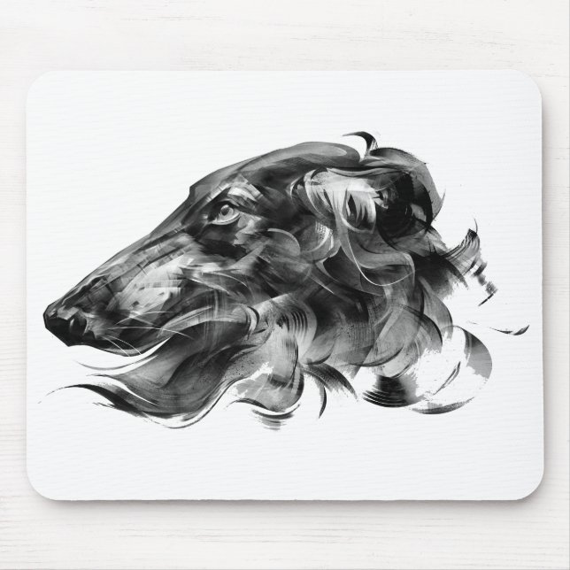Abstract Borzoi BlkWht Mouse Pad (Front)