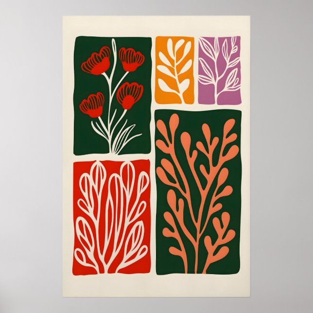 Abstract Botanical Art Print Boho Floral (Front)